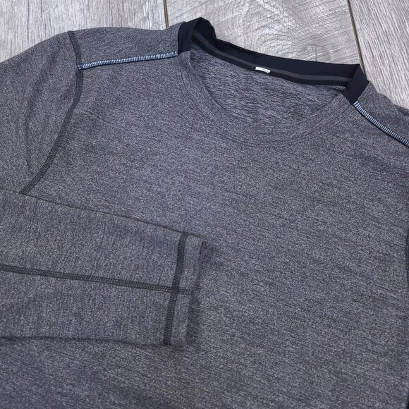 Lululemon Shirt Mens Medium Dark Gray Crew Long Sleeve Performance Athletic Top - Picture 1 of 6